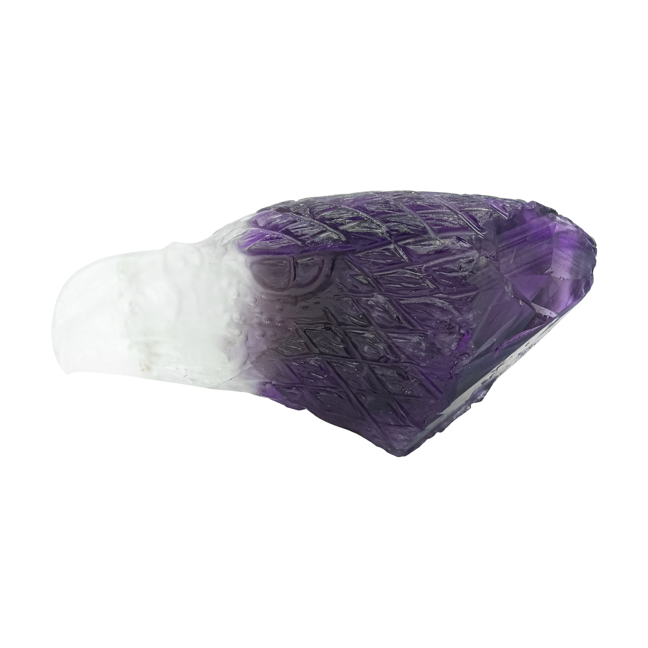 Starborn Hand Carved Duality Amethyst Crystal Eagle Head - 1 piece