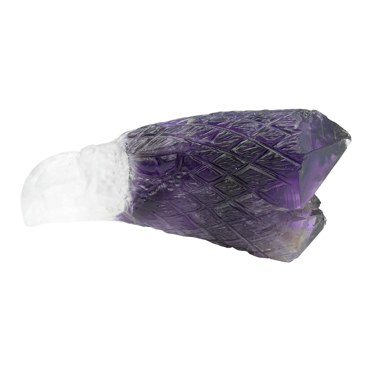 Starborn Hand Carved Duality Amethyst Crystal Eagle Head - 1 piece