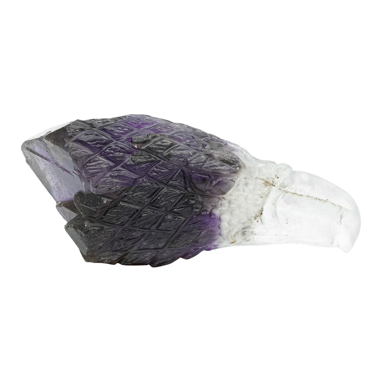 Starborn Hand Carved Duality Amethyst Crystal Eagle Head - 1 piece
