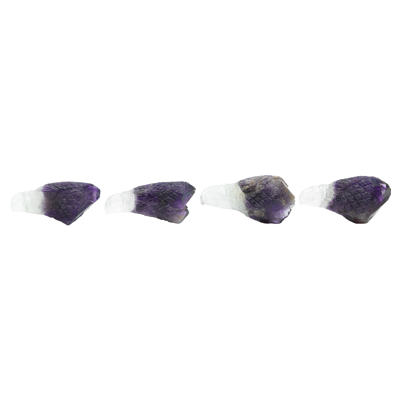 Starborn Hand Carved Duality Amethyst Crystal Eagle Head - 1 piece