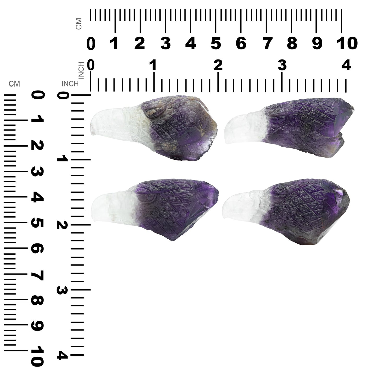 Starborn Hand Carved Duality Amethyst Crystal Eagle Head - 1 piece