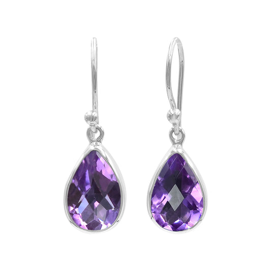 Starborn Amethyst Faceted Drop Earrings in Sterling Silver
