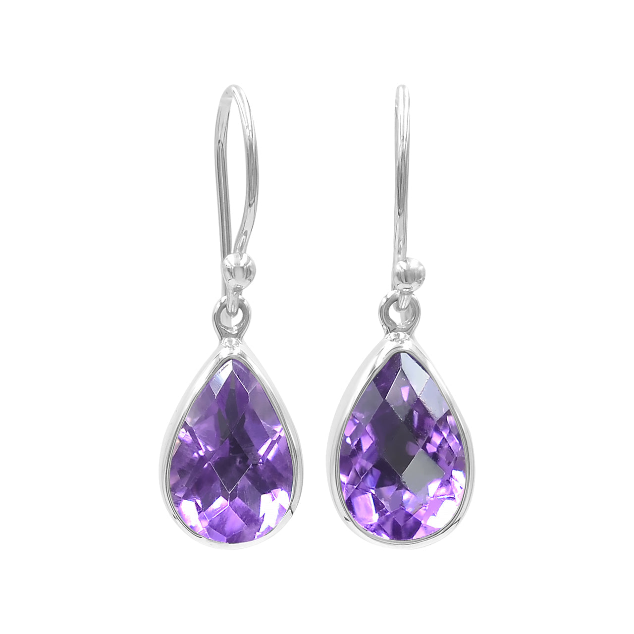 Starborn Amethyst Faceted Drop Earrings in Sterling Silver