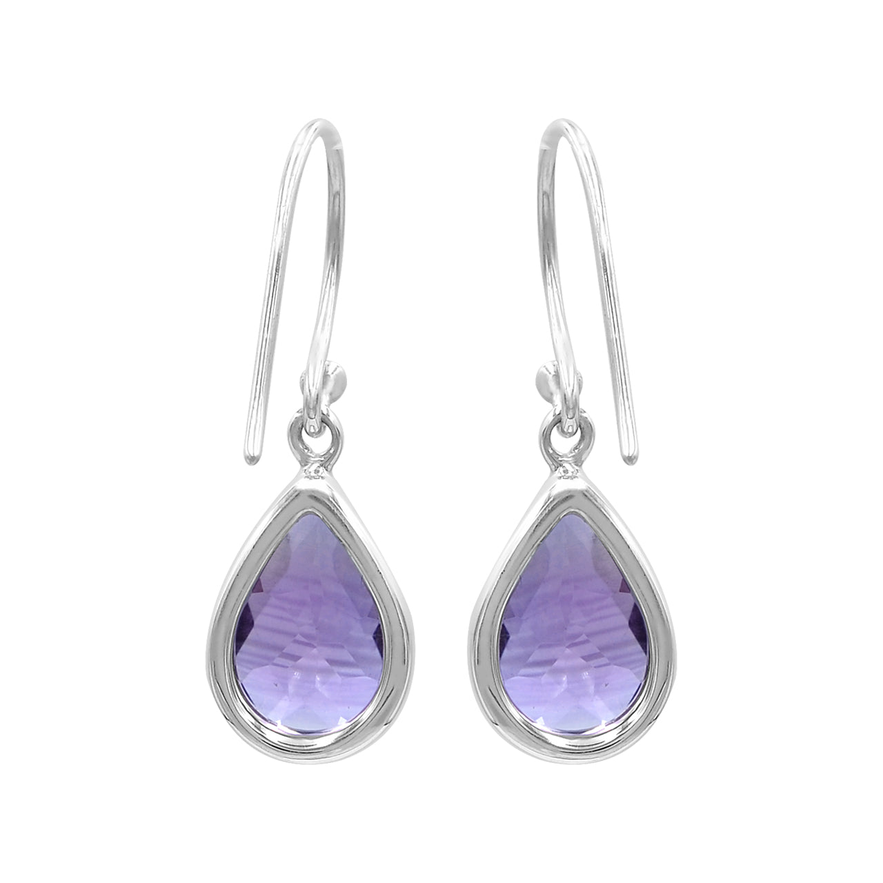 Starborn Amethyst Faceted Drop Earrings in Sterling Silver