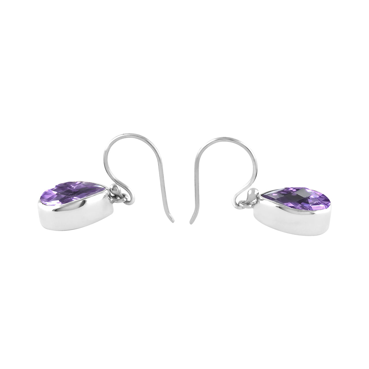 Starborn Amethyst Faceted Drop Earrings in Sterling Silver