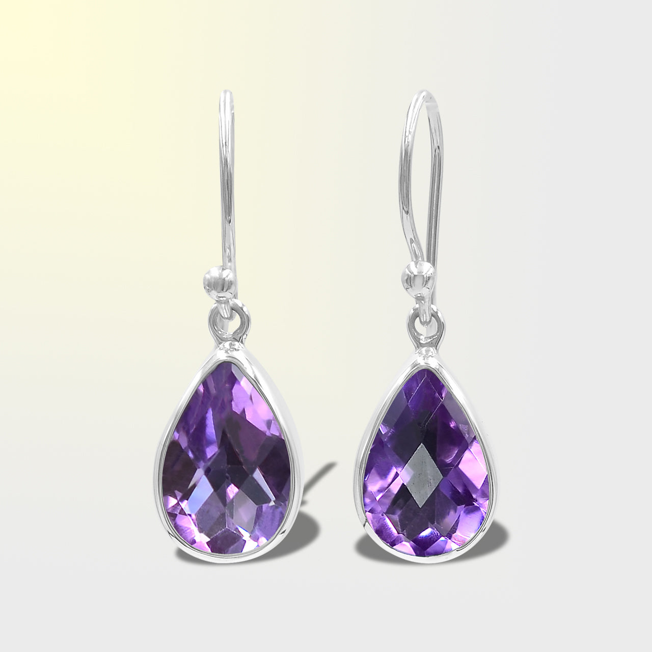 Starborn Amethyst Faceted Drop Earrings in Sterling Silver
