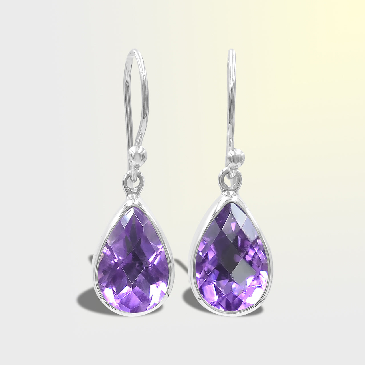 Starborn Amethyst Faceted Drop Earrings in Sterling Silver