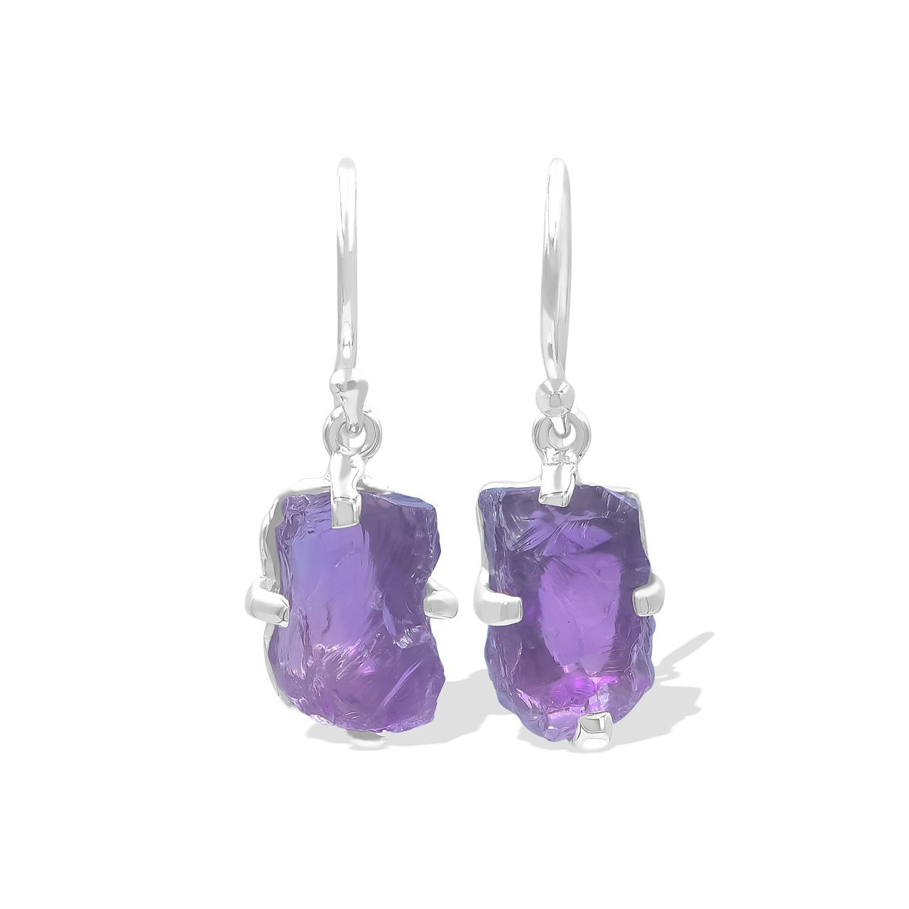 Starborn Amethyst Crystal Drop Earrings in Sterling Silver