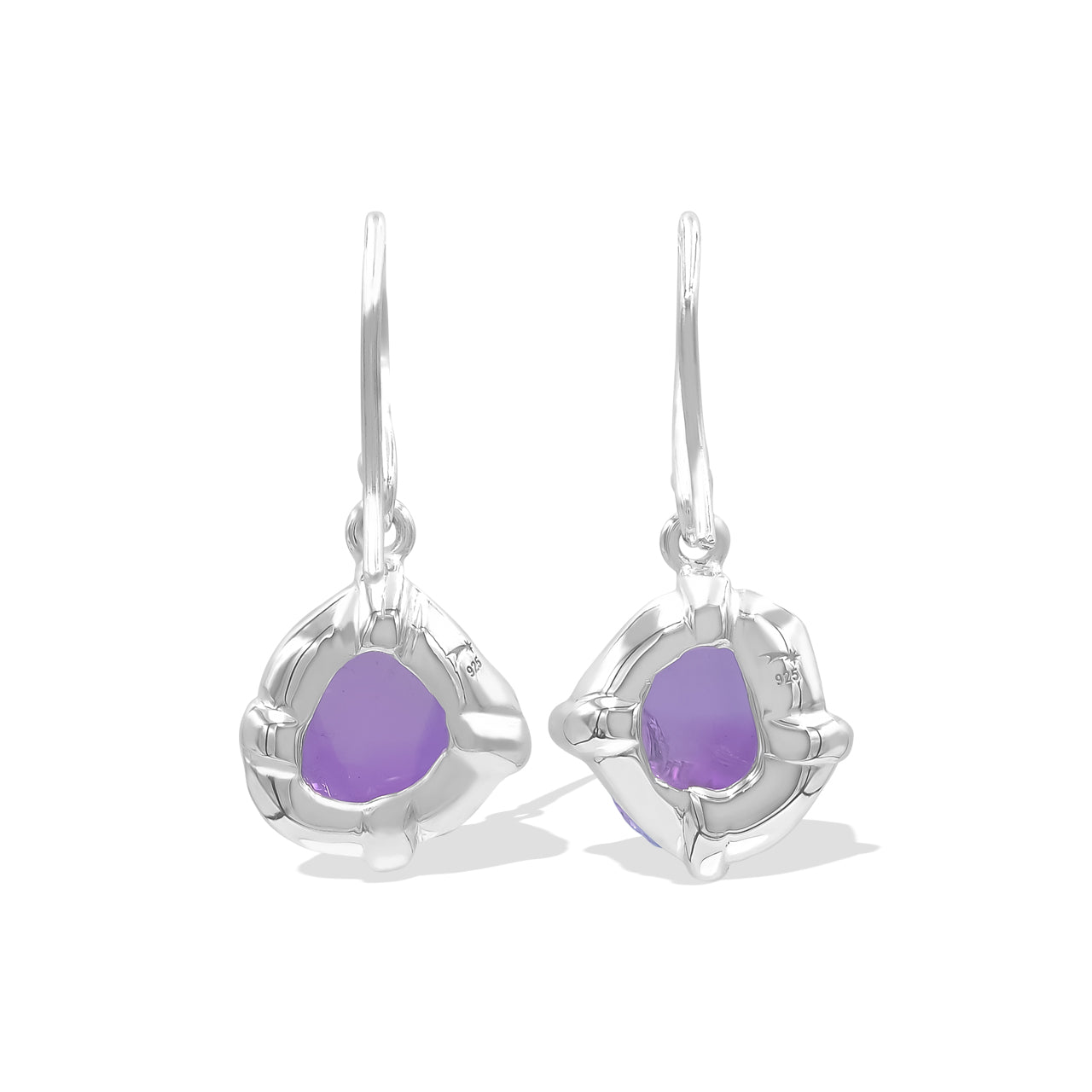 Starborn Amethyst Crystal Drop Earrings in Sterling Silver