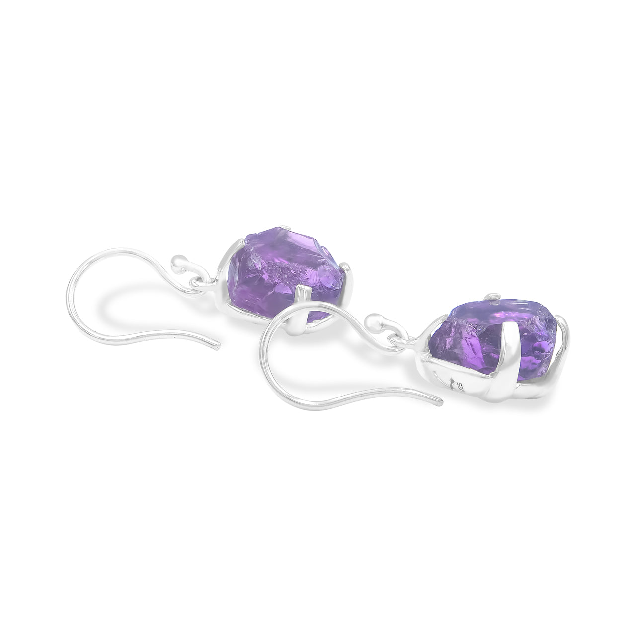 Starborn Amethyst Crystal Drop Earrings in Sterling Silver