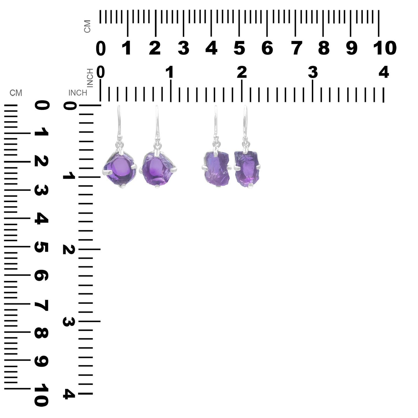 Starborn Amethyst Crystal Drop Earrings in Sterling Silver