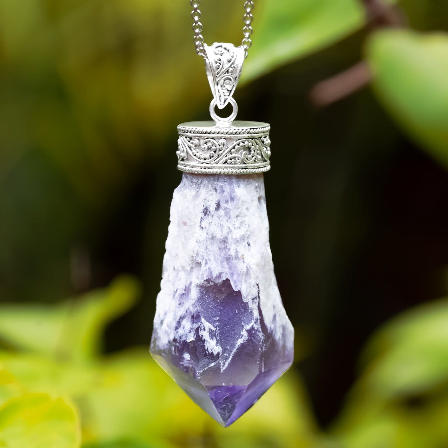 Starborn Amethyst Crystal Pendant in Sterling Silver