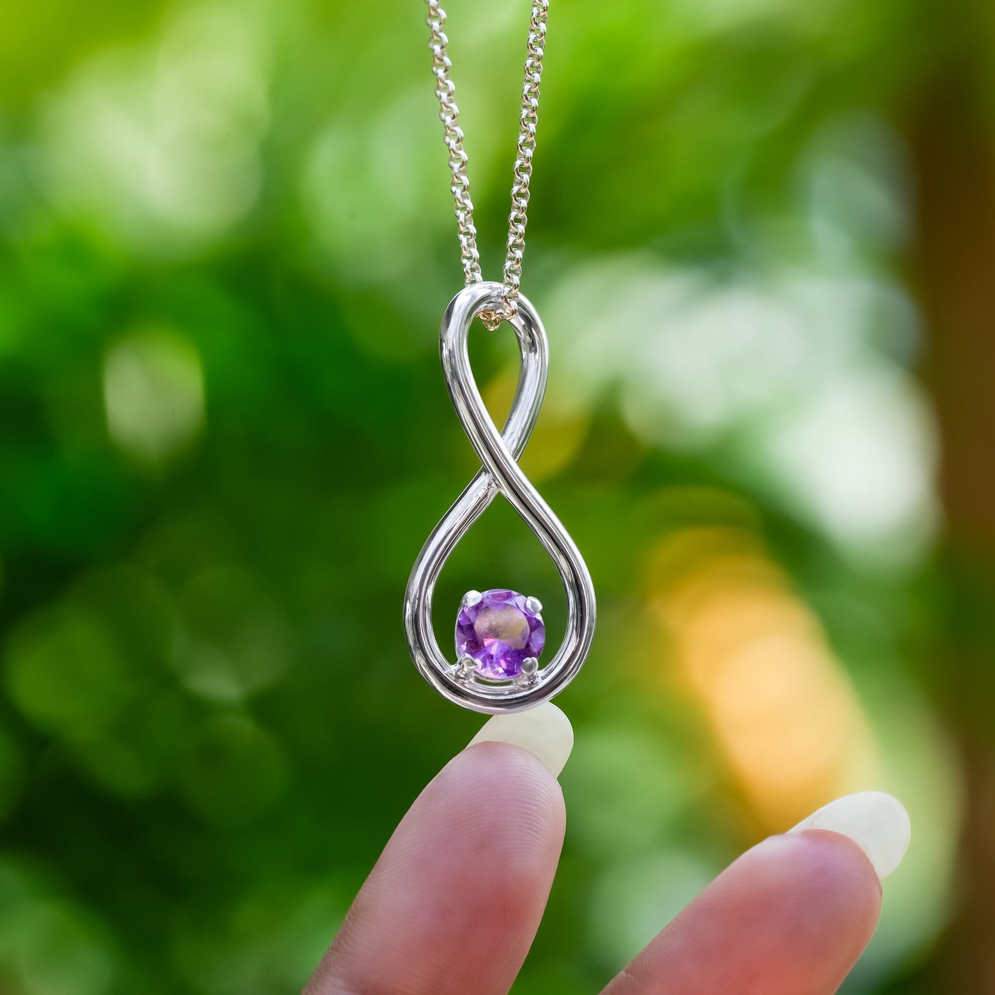 Starborn Faceted Gemstone Infinity Pendant in Fine Sterling Silver