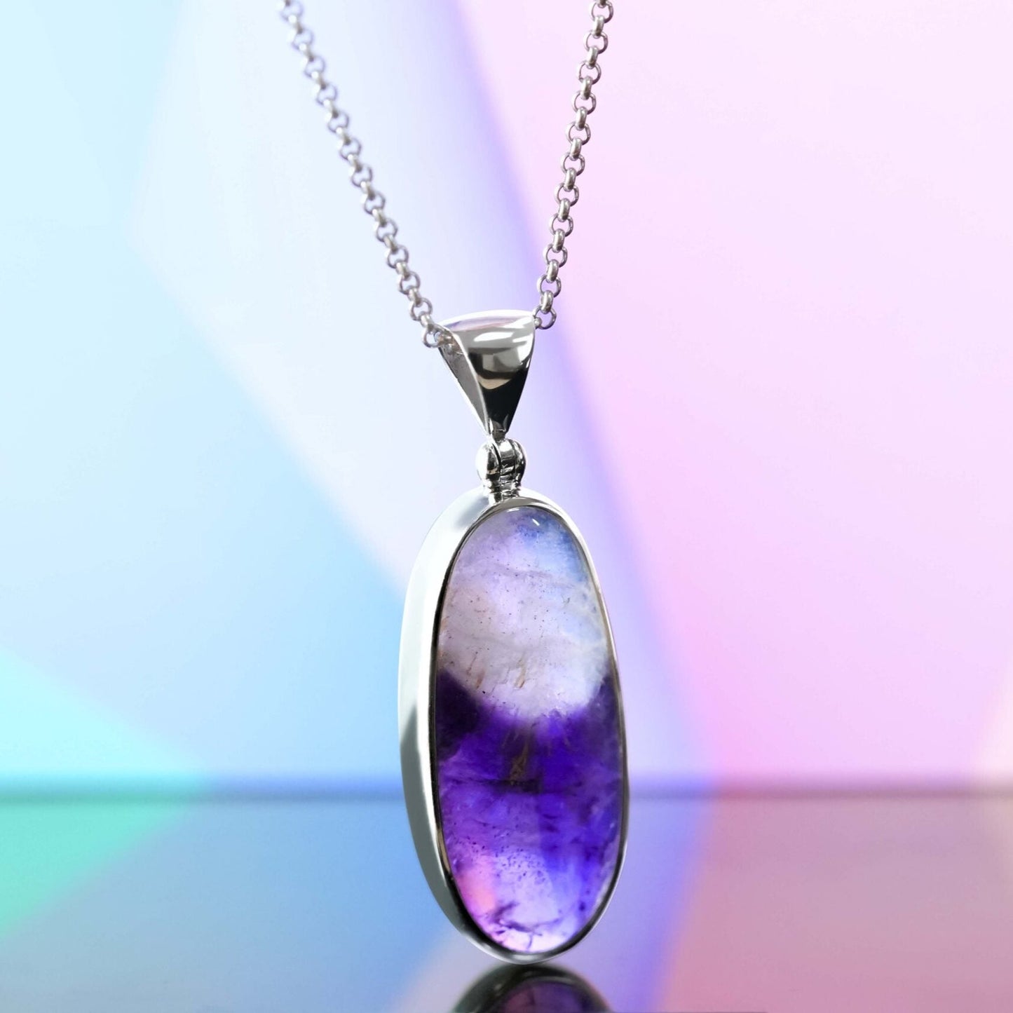 Starborn Duality Amethyst Oval Pendant in Sterling Silver