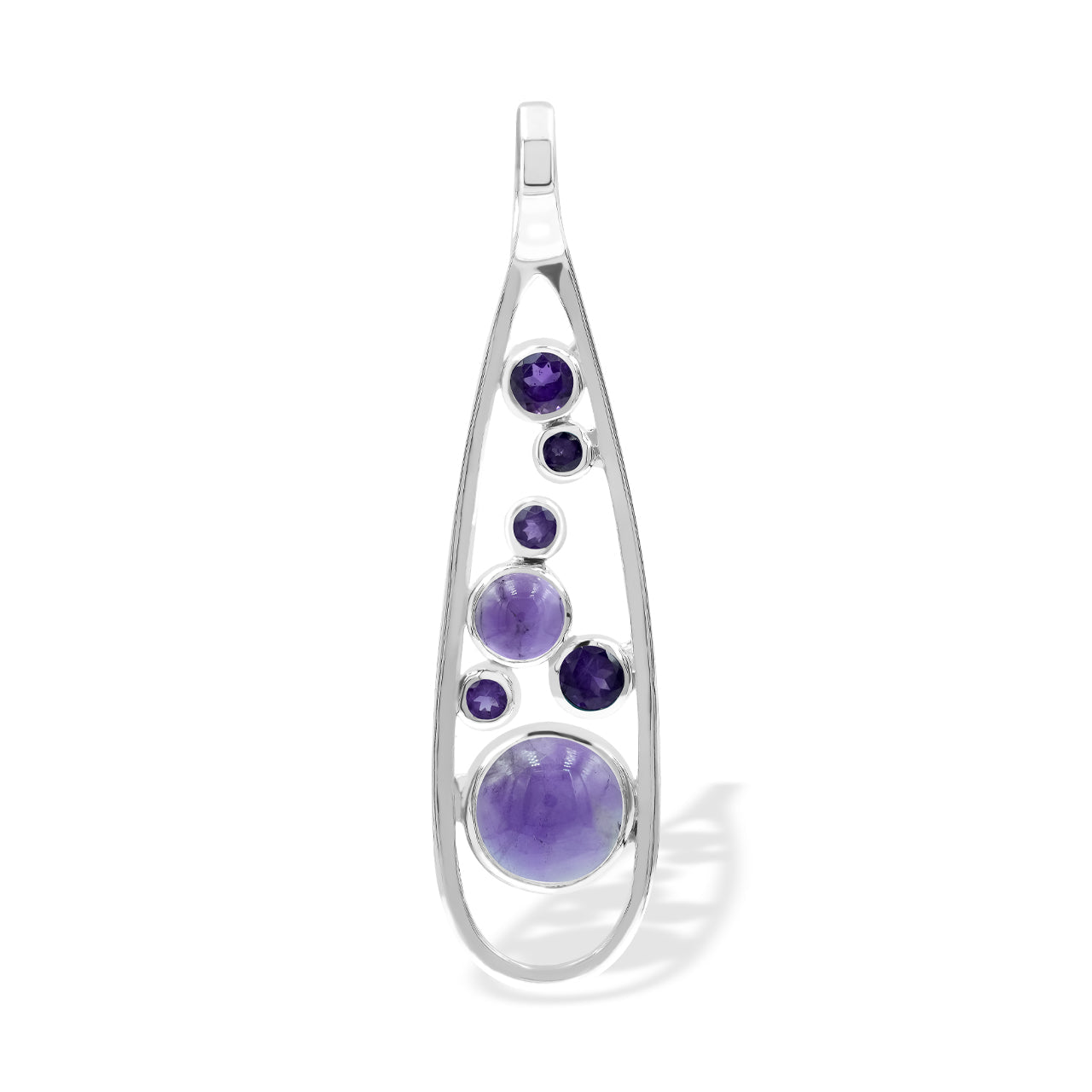 Starborn Faceted Cabochon Amethyst Pendant in Sterling Silver