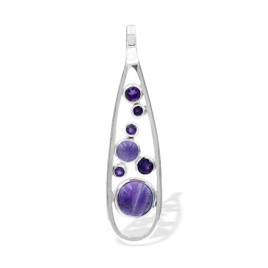 Starborn Faceted Cabochon Amethyst Pendant in Sterling Silver