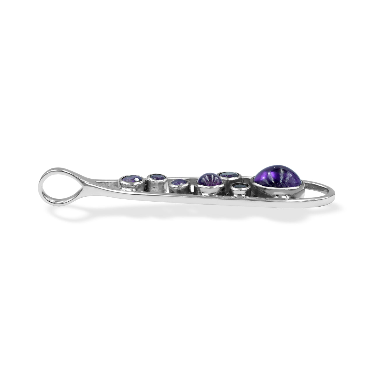 Starborn Faceted Cabochon Amethyst Pendant in Sterling Silver