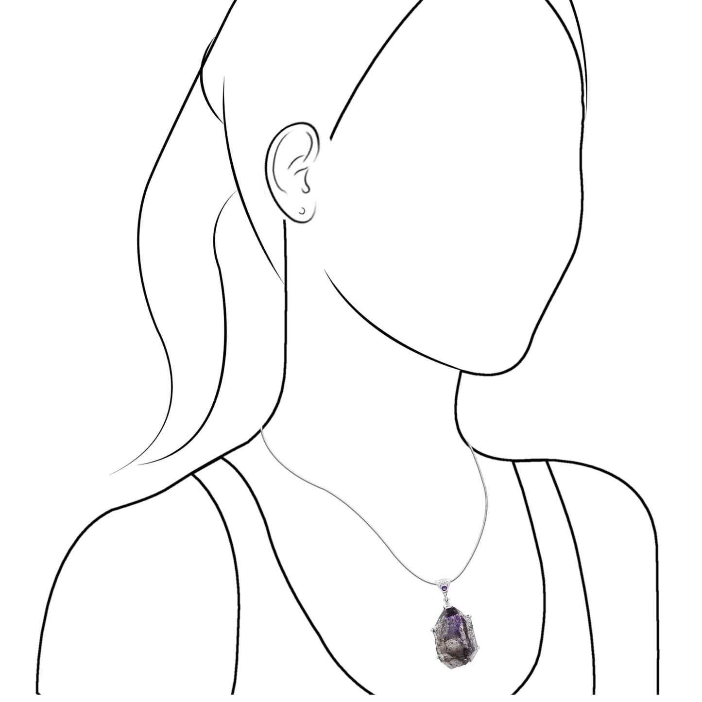 Starborn Shangaan Amethyst Prong Set Pendant in Sterling Silver