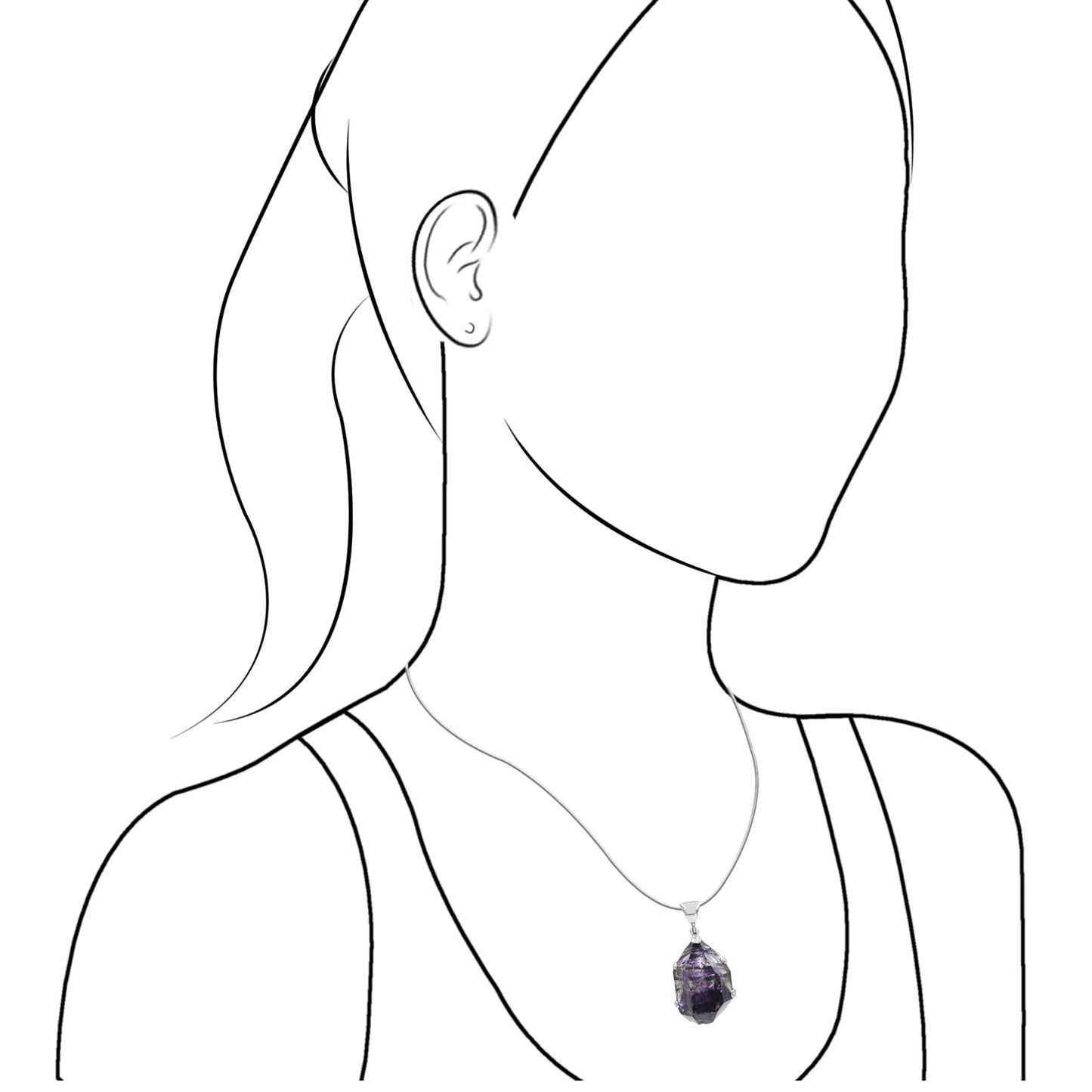 Starborn Shangaan Amethyst Crystal Prong Set Pendant in Sterling Silver