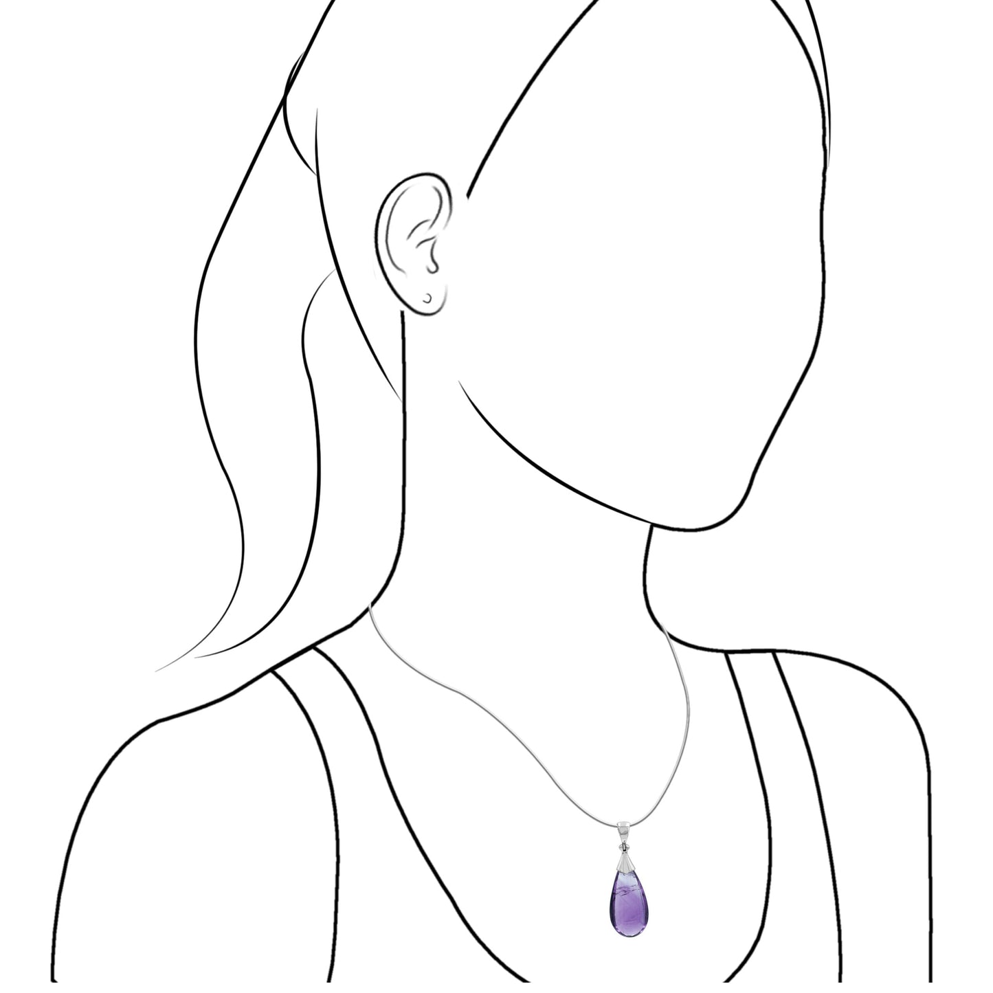 Starborn Teardrop Amethyst Cap Setting Style Pendant in Sterling Silver