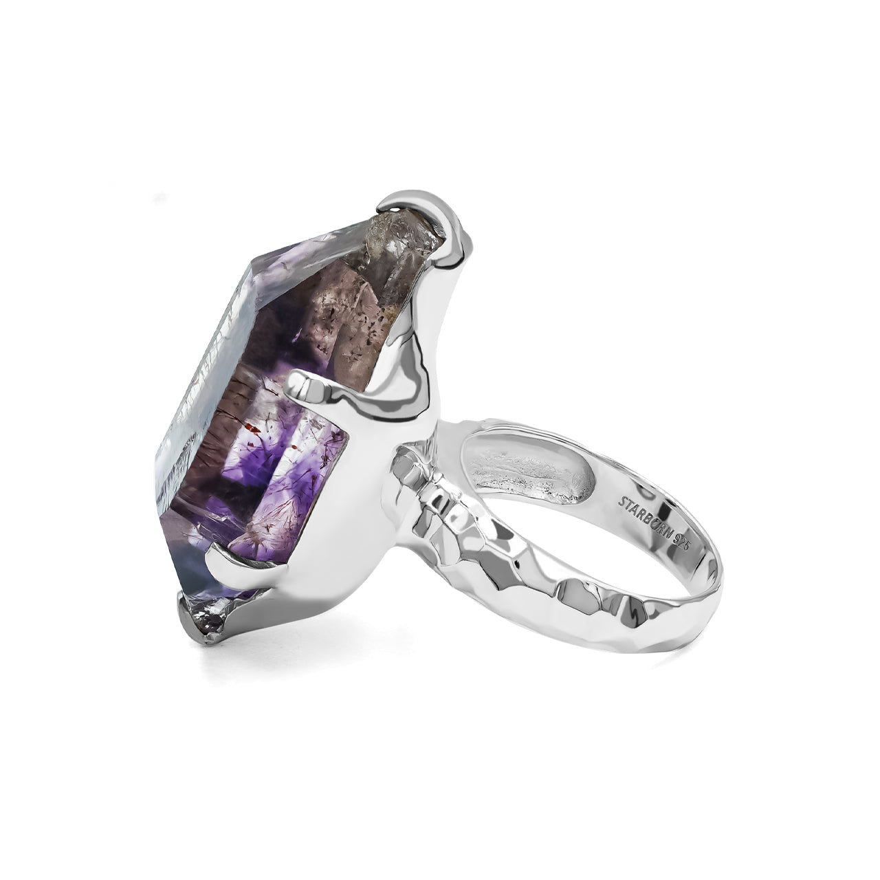 Starborn Shangaan Amethyst Crystal Cast Prong Set Ring in Sterling Silver