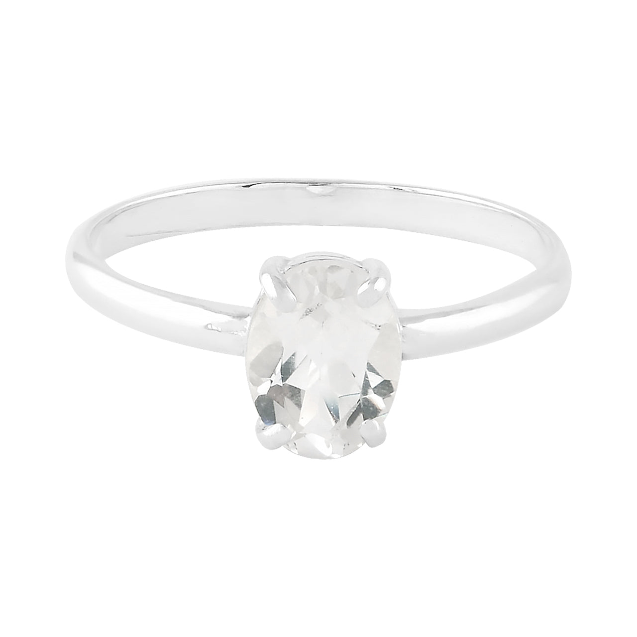 Starborn Danburite Faceted Oval Prong Set Ring in Sterling Silver