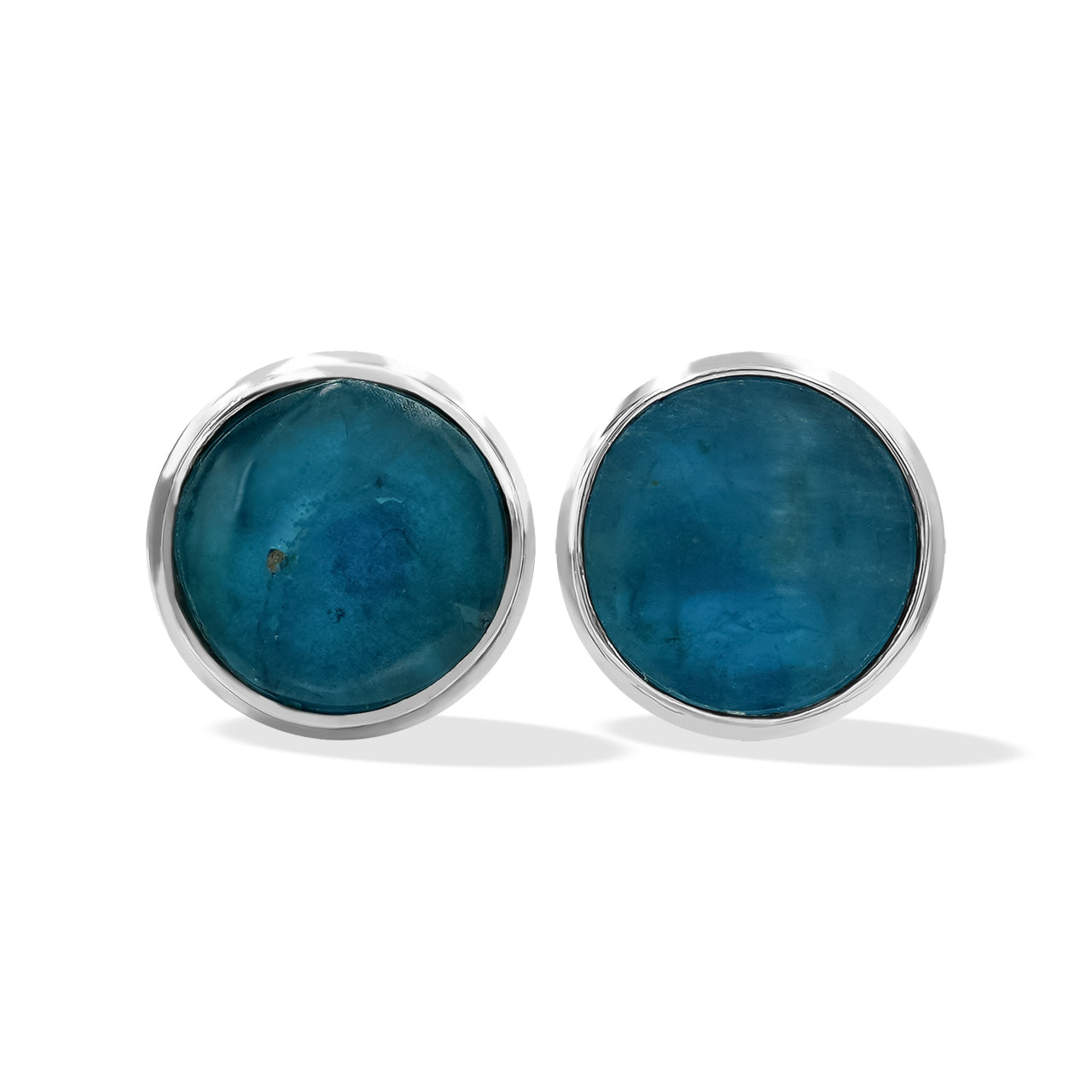 Starborn Blue Apatite 8mm Round Post Style Earrings in Sterling Silver