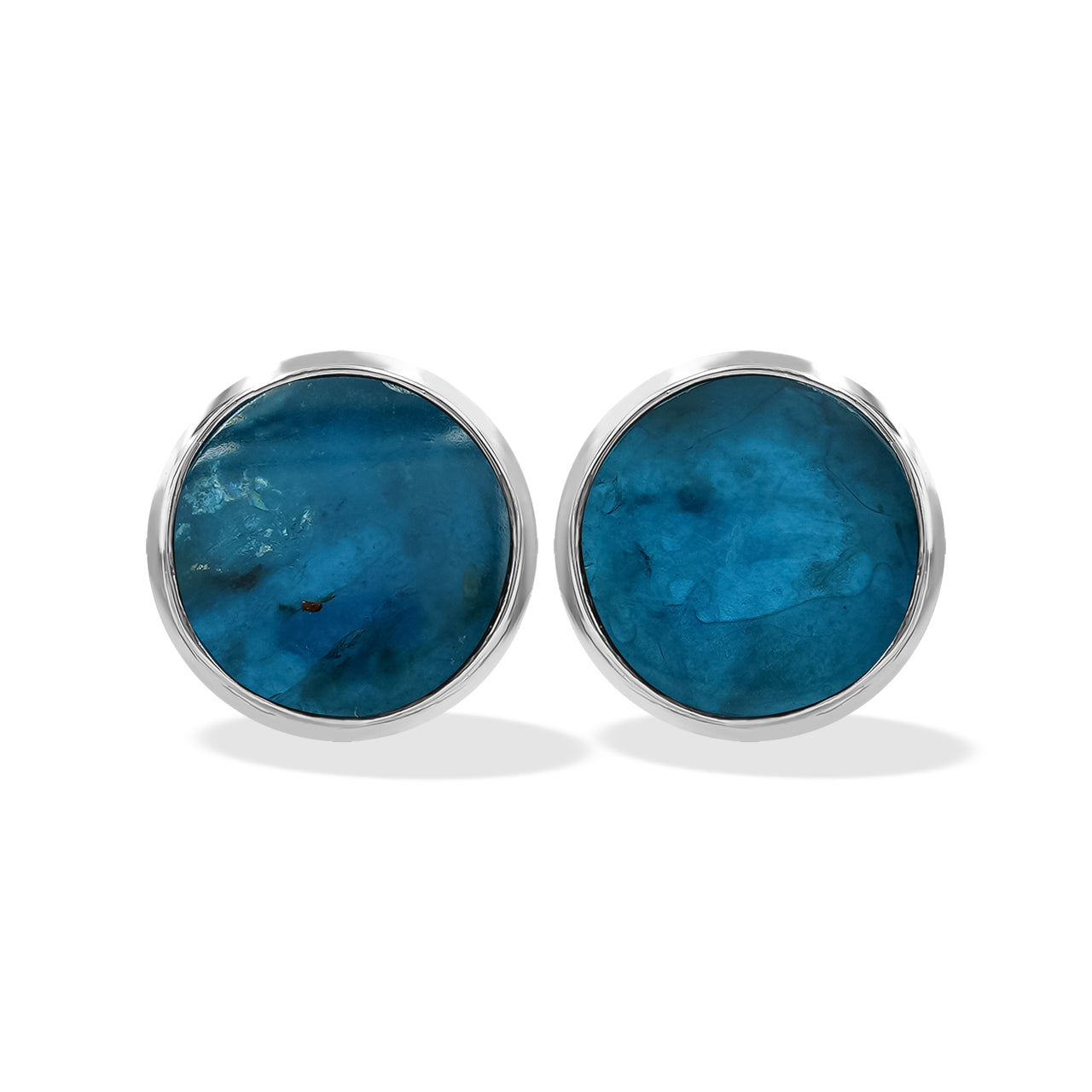 Starborn Blue Apatite 8mm Round Post Style Earrings in Sterling Silver