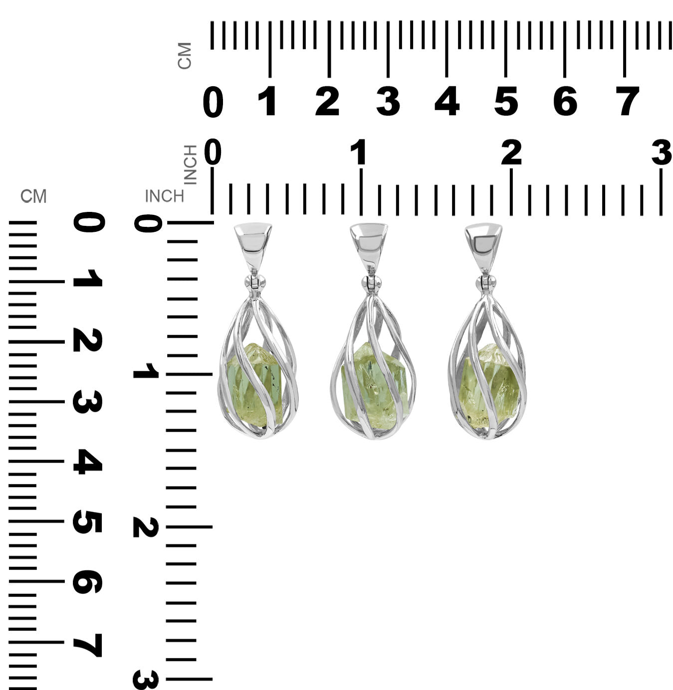 Starborn Green Apatite Crystal Caged Pendant in Sterling Silver
