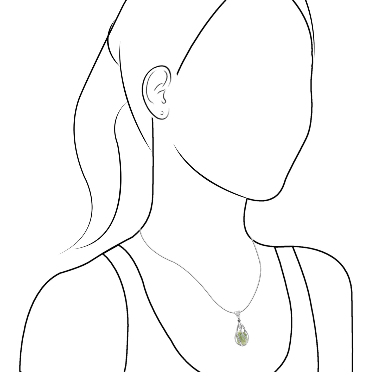 Starborn Green Apatite Crystal Caged Pendant in Sterling Silver
