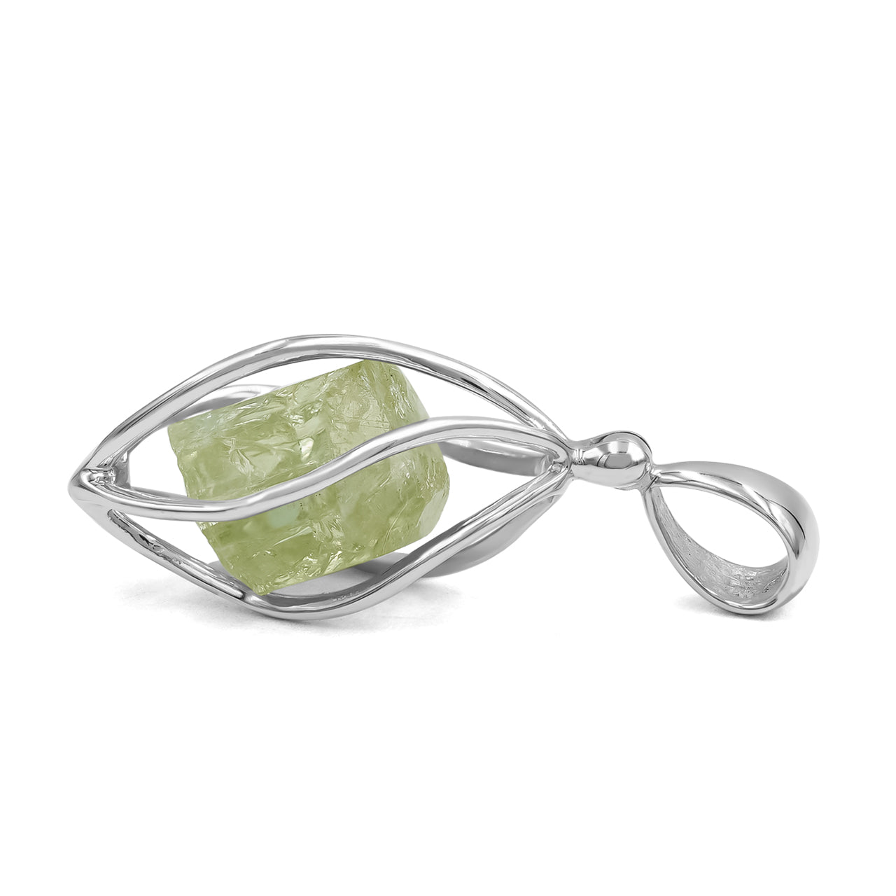 Starborn Green Apatite Crystal Caged Pendant in Sterling Silver