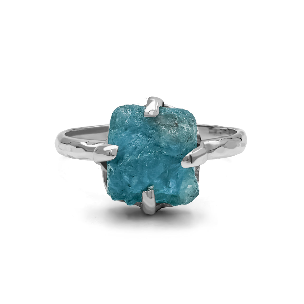 Starborn Rough Apatite Prong Set Ring in Sterling Silver
