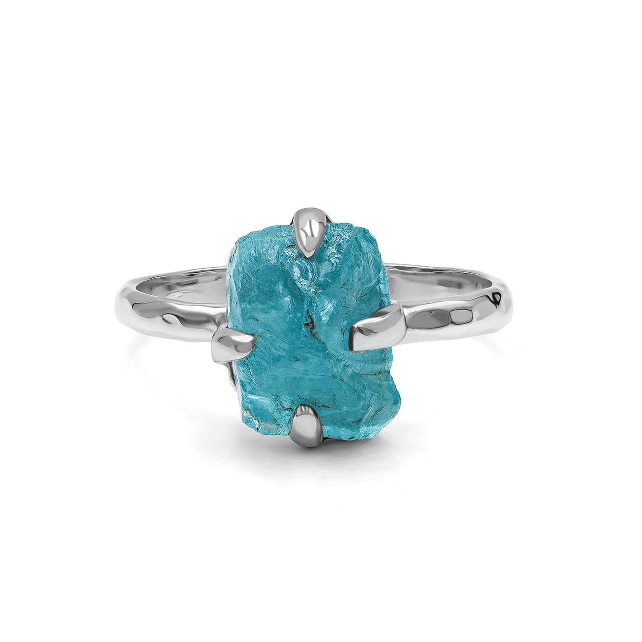 Starborn Rough Apatite Prong Set Ring in Sterling Silver