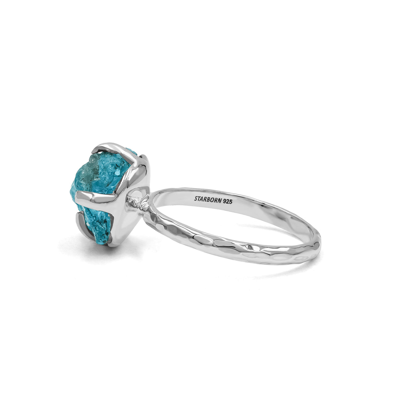 Starborn Rough Apatite Prong Set Ring in Sterling Silver