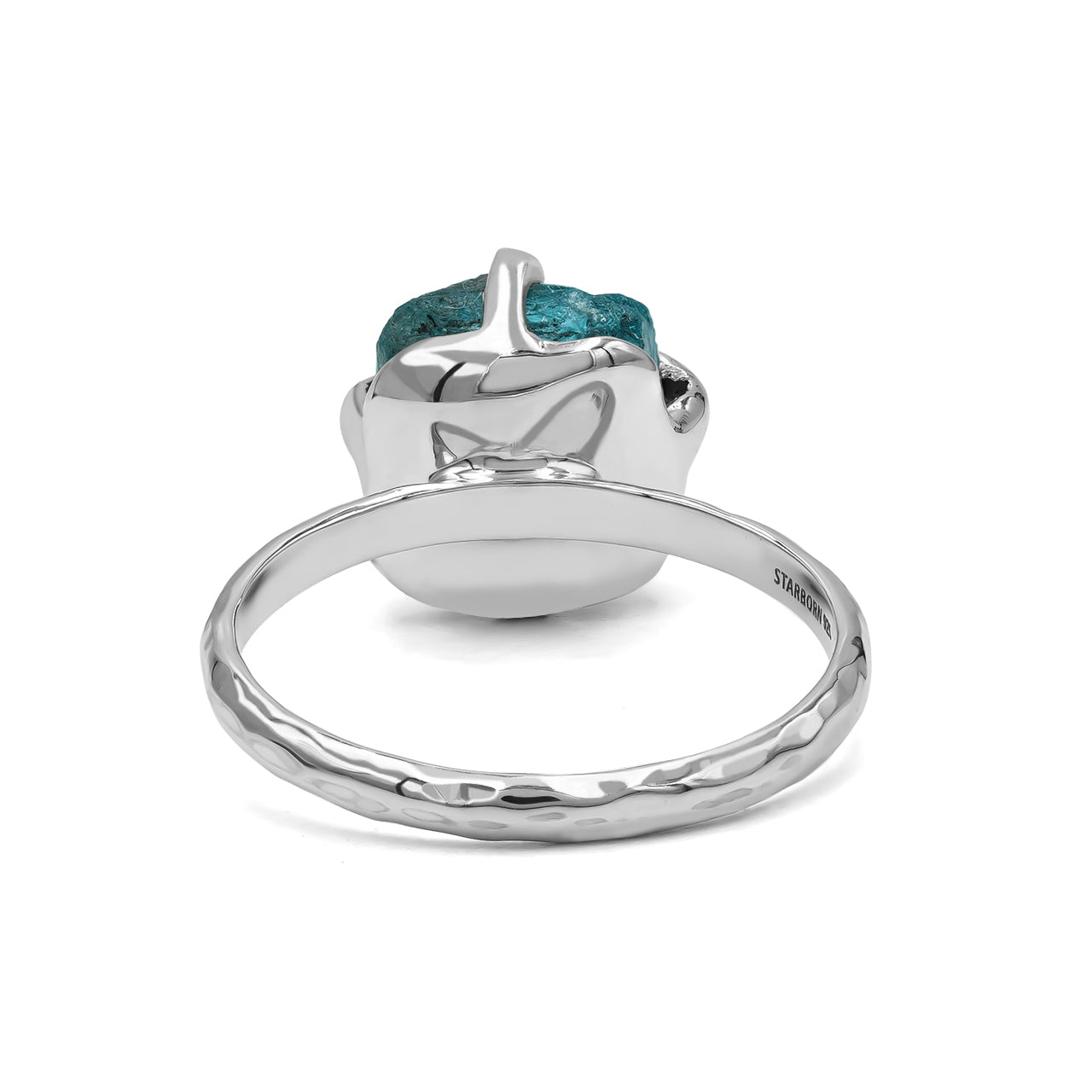 Starborn Rough Apatite Prong Set Ring in Sterling Silver