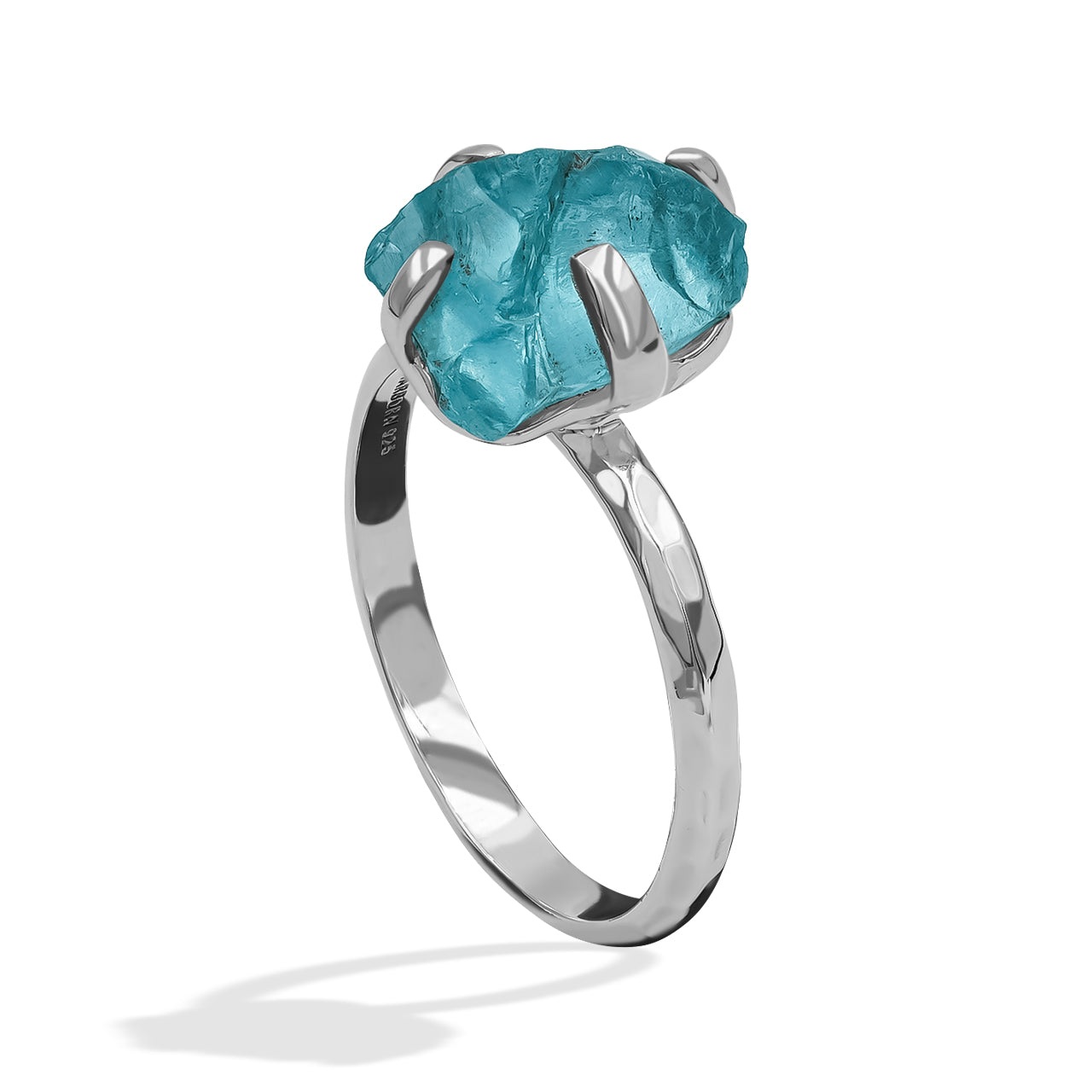 Starborn Rough Apatite Prong Set Ring in Sterling Silver