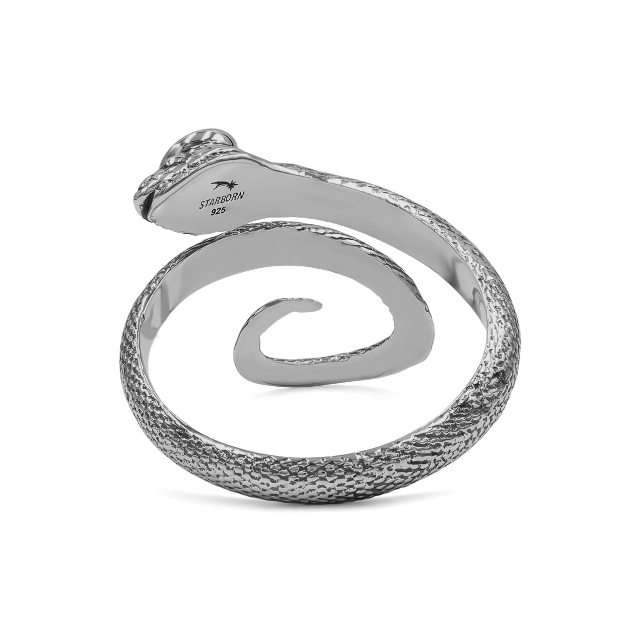 Starborn Coiled Snake Ring with Faceted Apatite in Sterling Silver