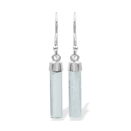Starborn Aquamarine Crystal Drop Earrings in Sterling Silver