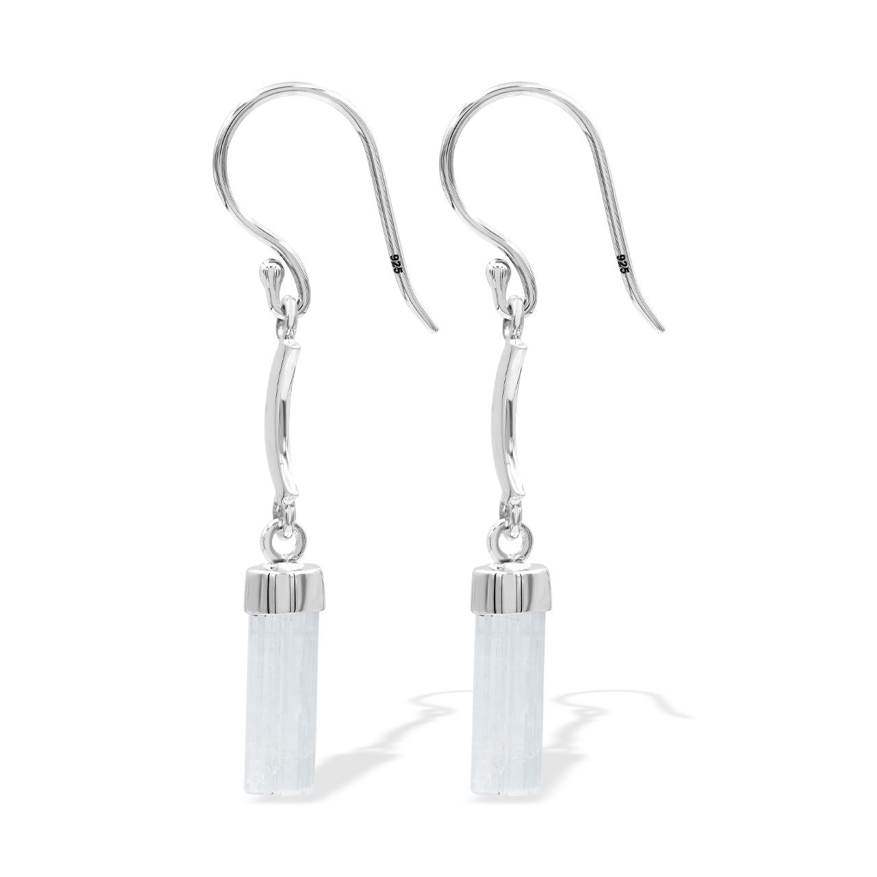 Starborn Aquamarine Crystal with Silver Crescent Moon Accents Dangle Earring in Sterling Silver