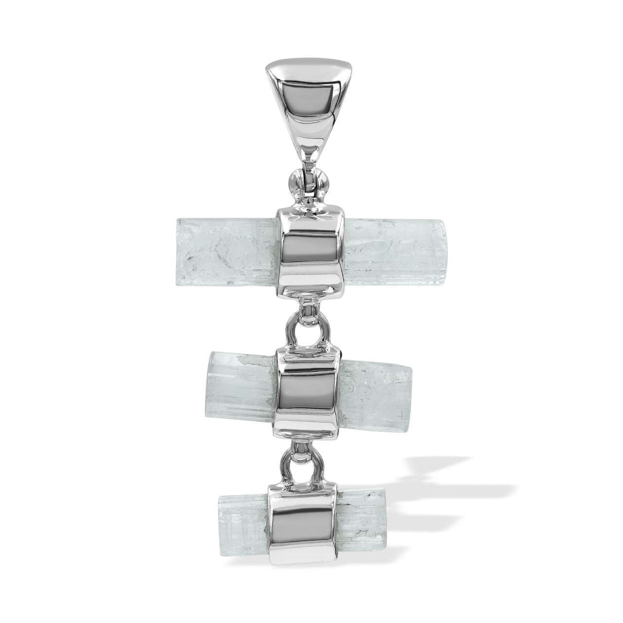 Starborn Triple Dangle Aquamarine with Silver Band Pendant in Sterling Silver