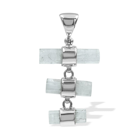 Starborn Triple Dangle Aquamarine with Silver Band Pendant in Sterling Silver