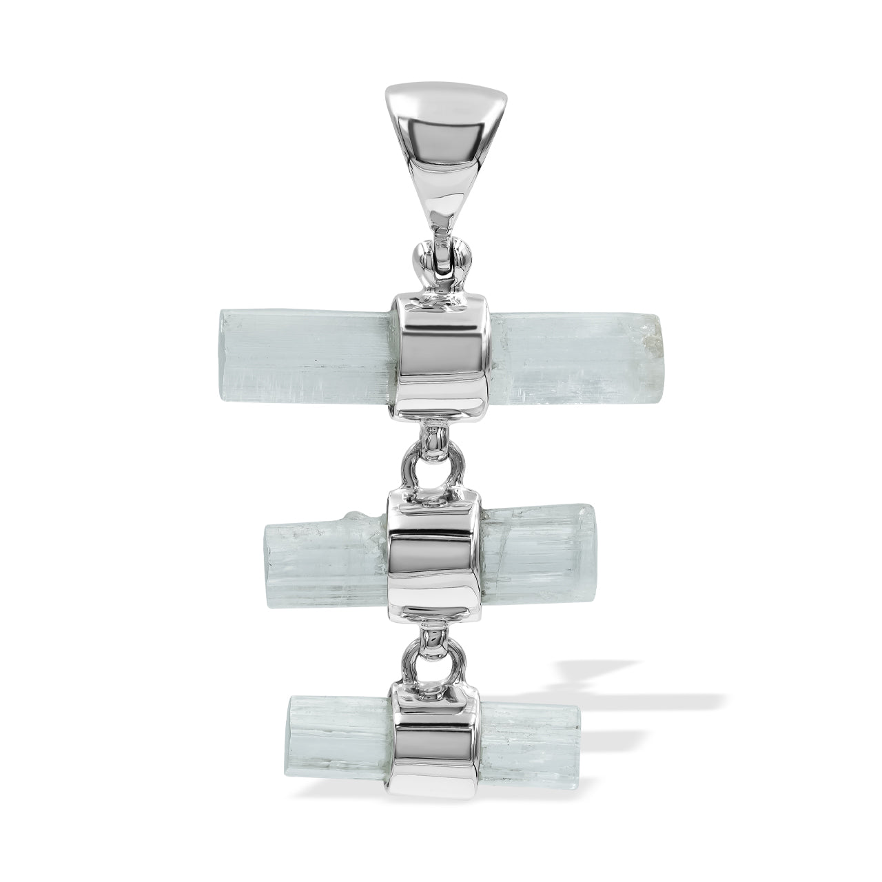 Starborn Triple Dangle Aquamarine with Silver Band Pendant in Sterling Silver