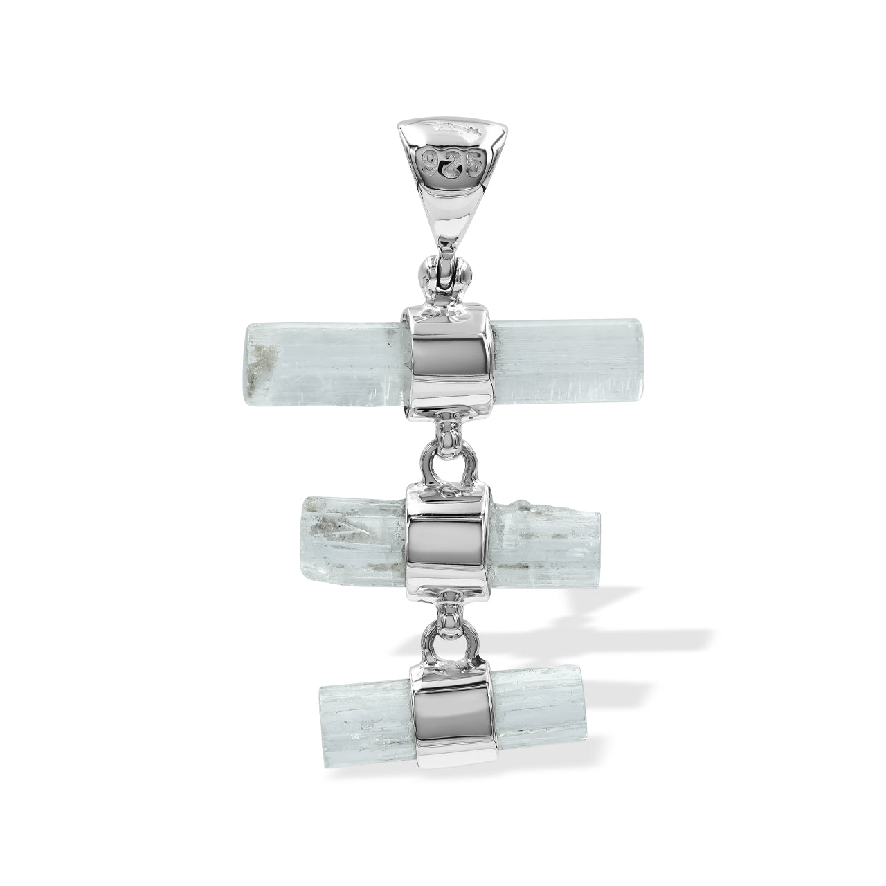 Starborn Triple Dangle Aquamarine with Silver Band Pendant in Sterling Silver