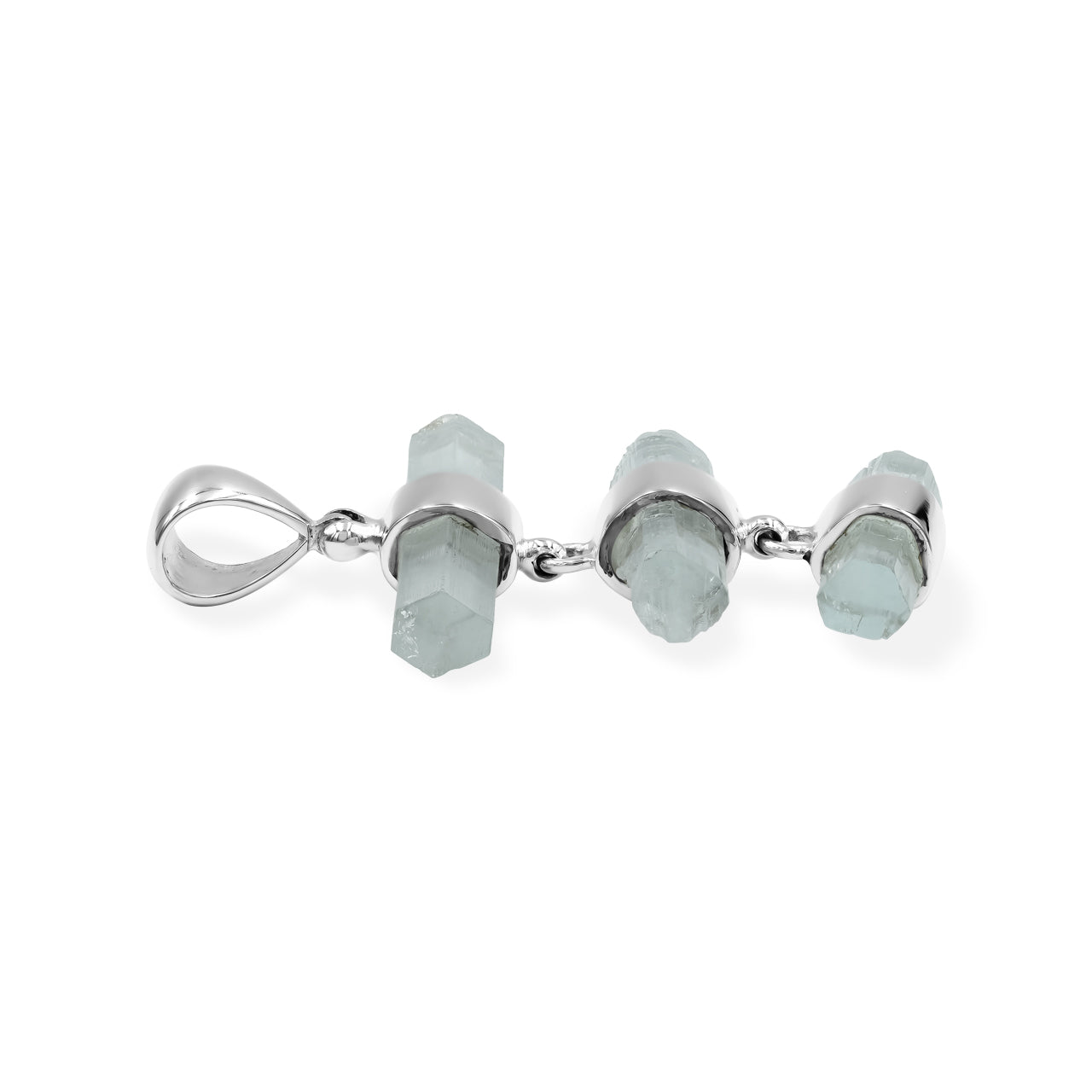 Starborn Triple Dangle Aquamarine with Silver Band Pendant in Sterling Silver