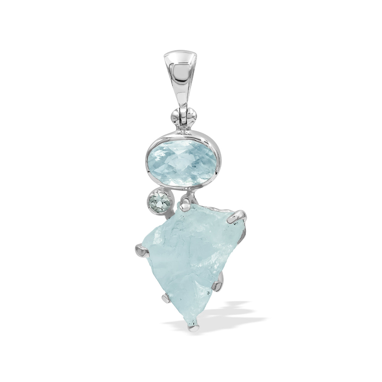 Starborn Double Aquamarine Pendant in Fine Sterling Silver