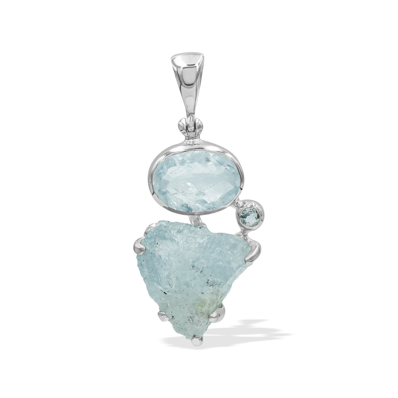 Starborn Double Aquamarine Pendant in Fine Sterling Silver