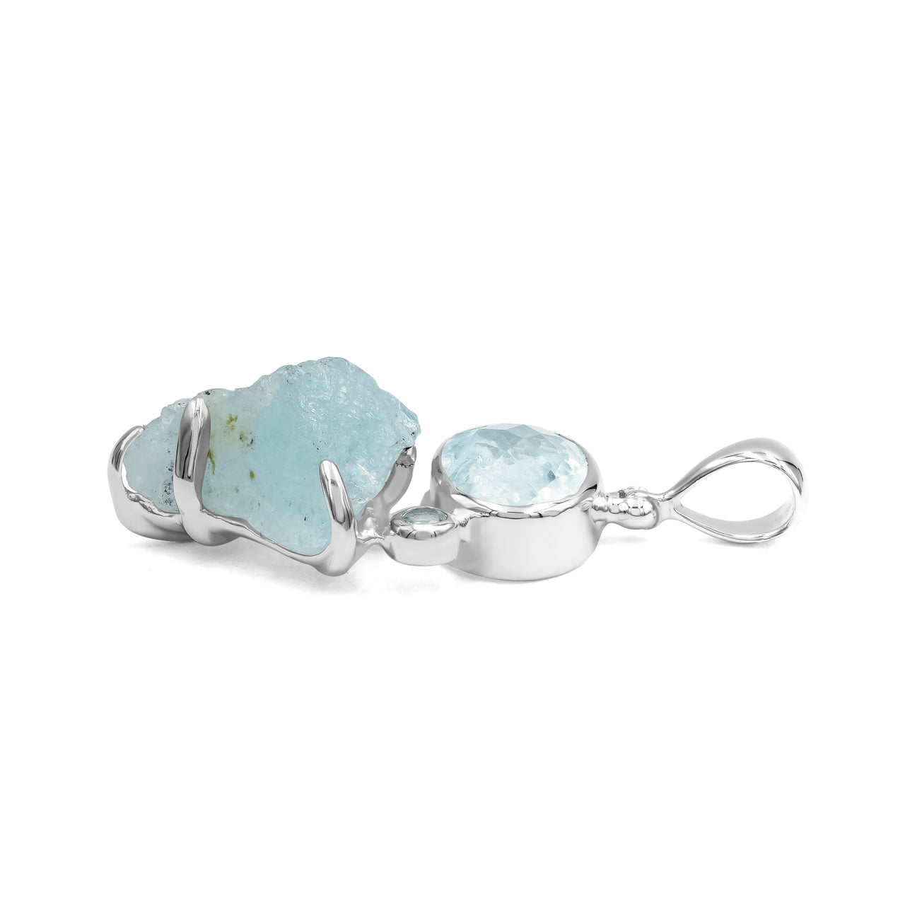 Starborn Double Aquamarine Pendant in Fine Sterling Silver