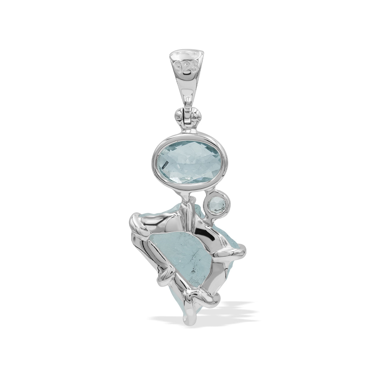 Starborn Double Aquamarine Pendant in Fine Sterling Silver