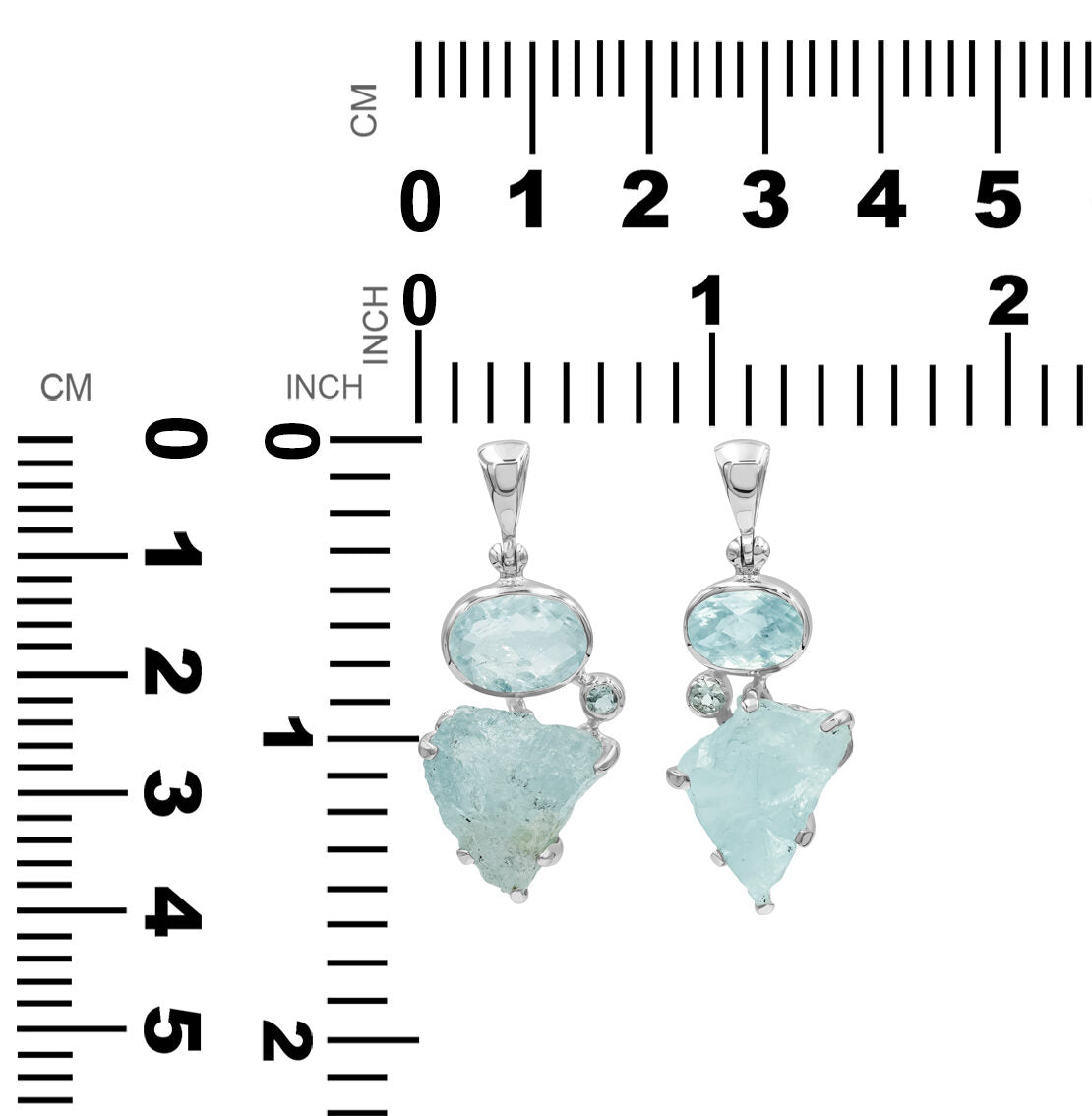 Starborn Double Aquamarine Pendant in Fine Sterling Silver