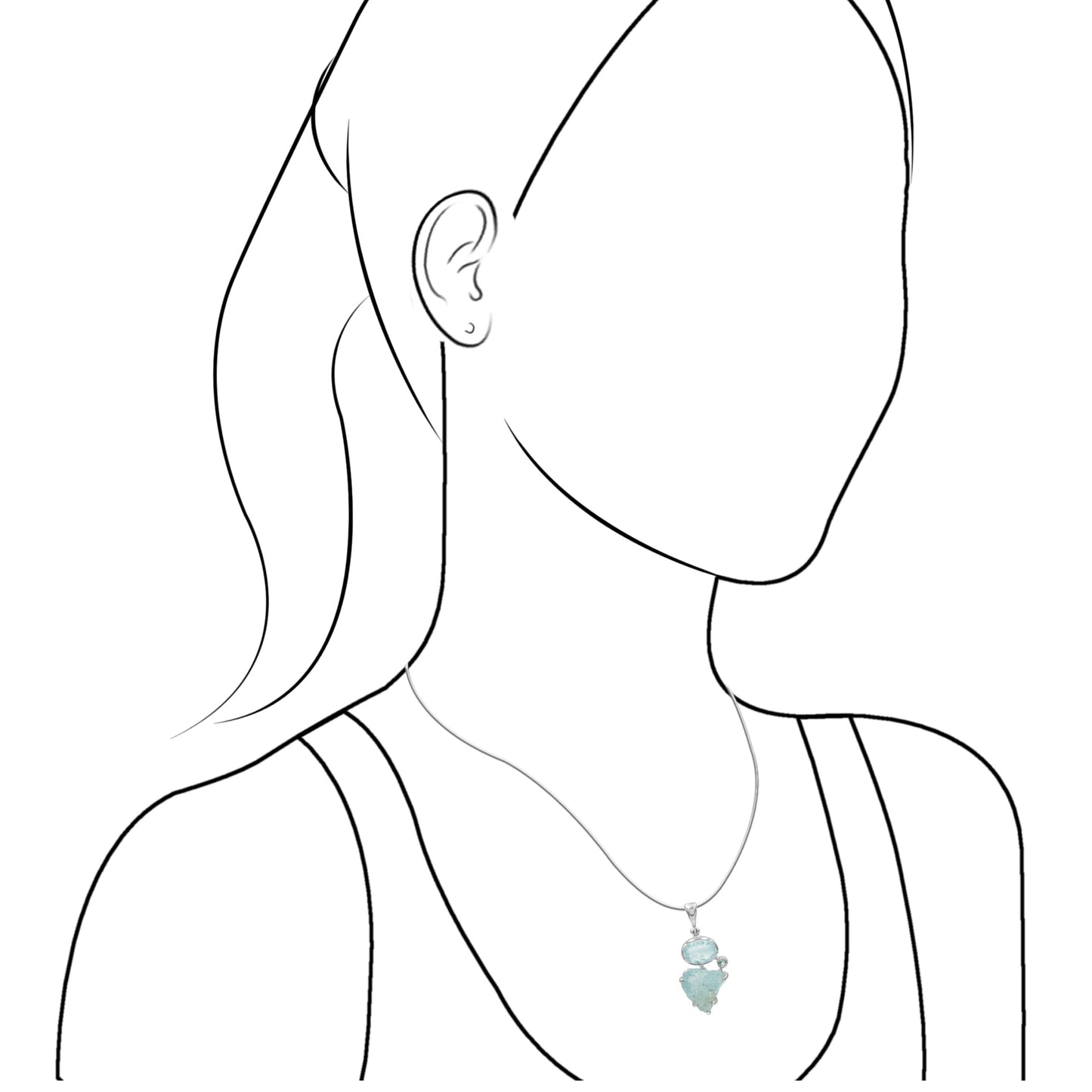 Starborn Double Aquamarine Pendant in Fine Sterling Silver